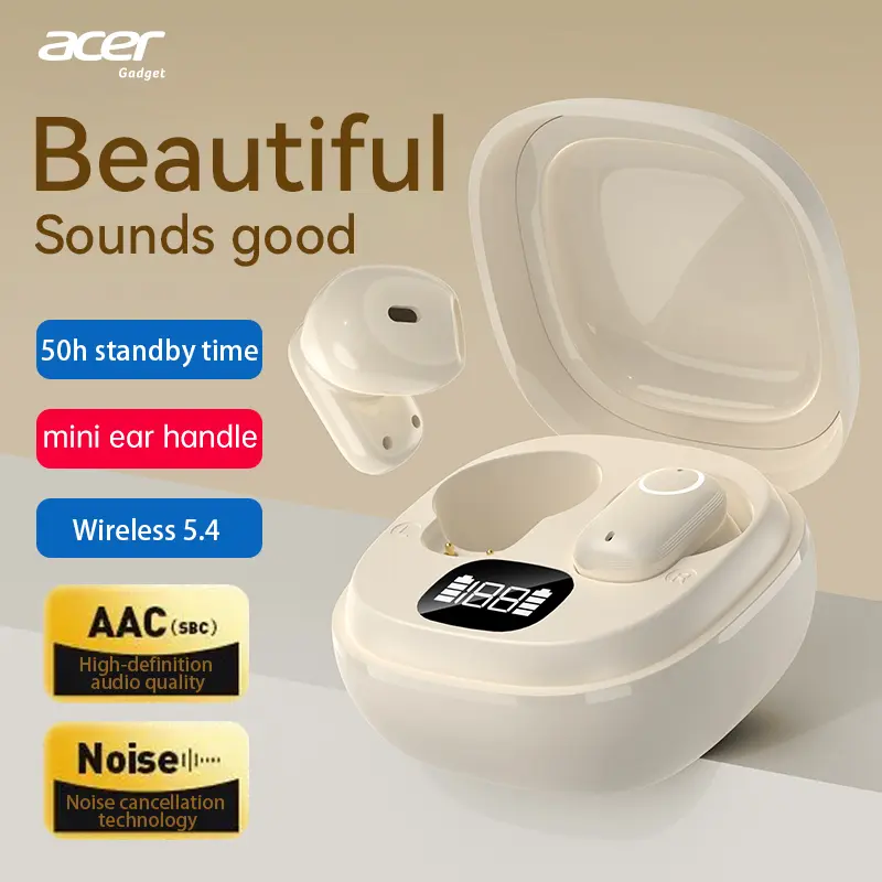 Acer 501 Wireless Bluetooth Earbuds, Active Noise Cancellation, IPX5 Sweatproof, Dual Mic Clear Call, Long Playtime Earphones for Phone Gym Travel