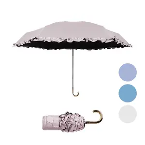 Hook Handle Elegant Floral Umbrella, Women's Portable Travel Pocket Umbrella, Lightweight Design, Windproof Rainproof Sunshade