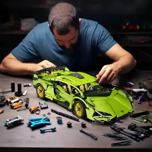 1341pcs Racing Model Kit, Abs Building Blocks, Perfect Gift for Living Room and Bedroom Decor, Birthday Festival Family Friend Present, Model Car Kit