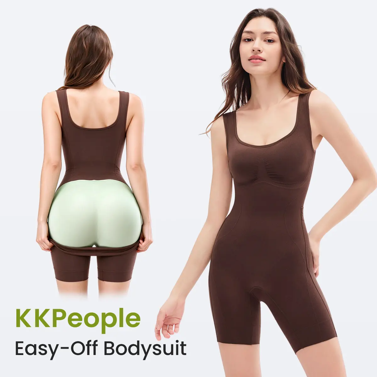 (KKPeople Easy-Off Bodysuit) Tummy Control Butt Lifter Faja Bodysuit, Back Support Scrunch Back Open Design, Postpartum Recovery Full Body Shaper with Cotton Gusset, Colombian Fajas Everyday Wear for Women