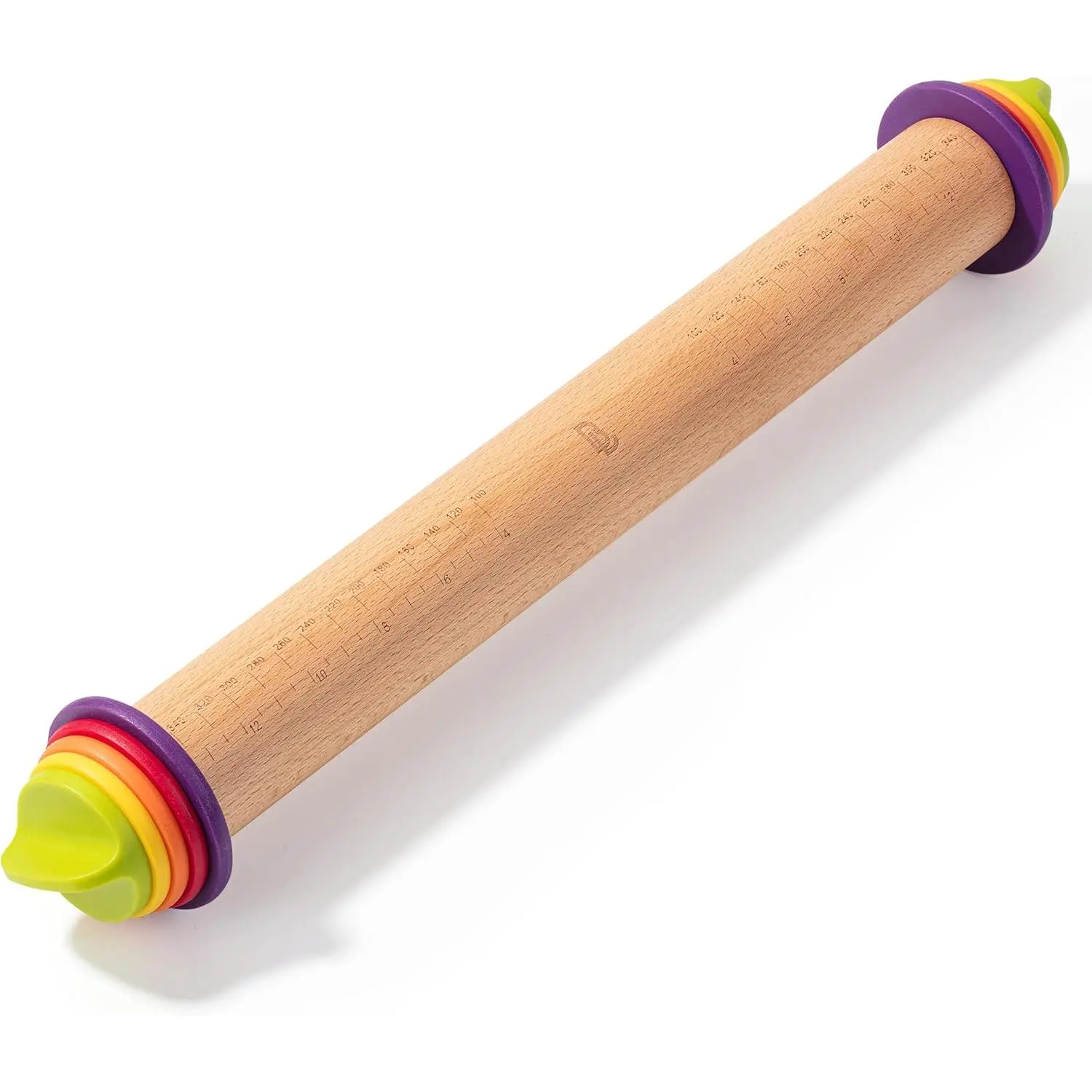 - Adjustable Rolling Pin with Thickness Rings for Baking, 13.8", 4 Colorful Thickness Rings (2-10 mm or 1/16"-3/8"),  Rolling Pins for Baking, Bread, Pizza & Cookie Doughs
