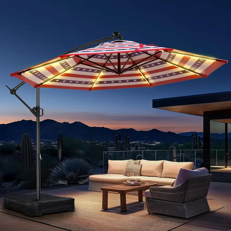 Base Included] 10ft Offset Patio Umbrella with Base Included, Cantilever Offset  Hanging Patio Outdoor Market Umbrella UPF50+ UV Protection with Easy Tilt  and Crank for Pool Deck and Garden, Heavy Duty Canopy -