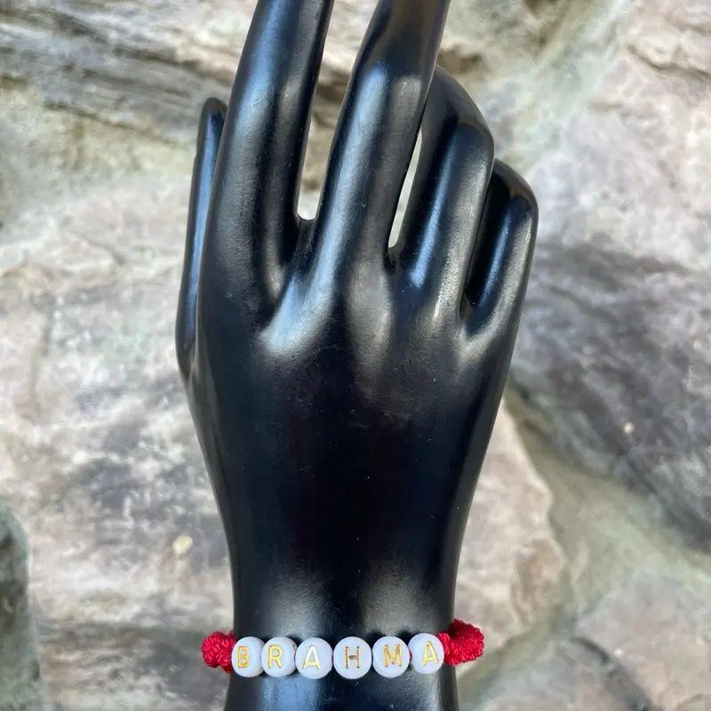 Brahma Bracelet - Red Beads with "Brahma" Text, Adjustable Fit, Casual Style, Perfect for Daily Wear