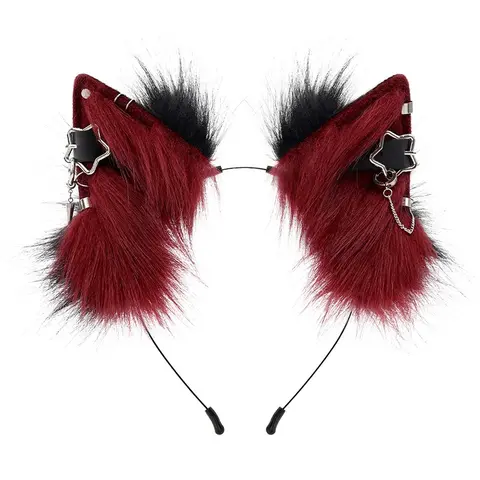 Handmade Faux Animal Ear Headband, Plush Cat Ear Metal Punk Cosplay Prop, Anime Convention Accessory, Unique Hair Clip, Party Accessory