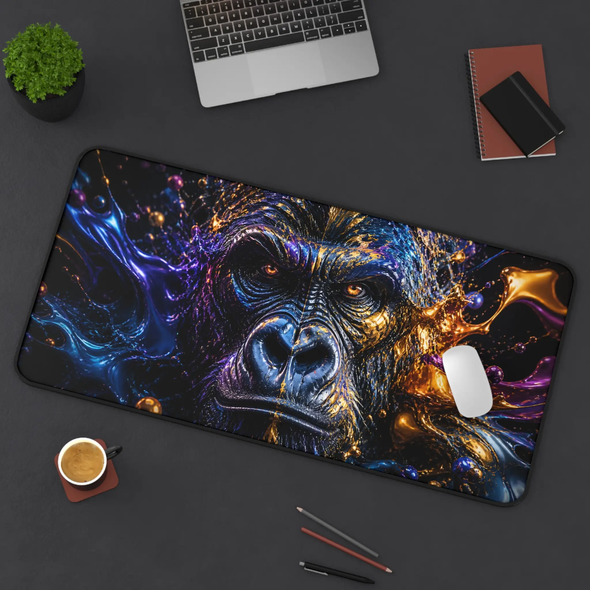 Gorilla Nebula Desk Mat — Cosmic Ape Gaming Mouse Pad