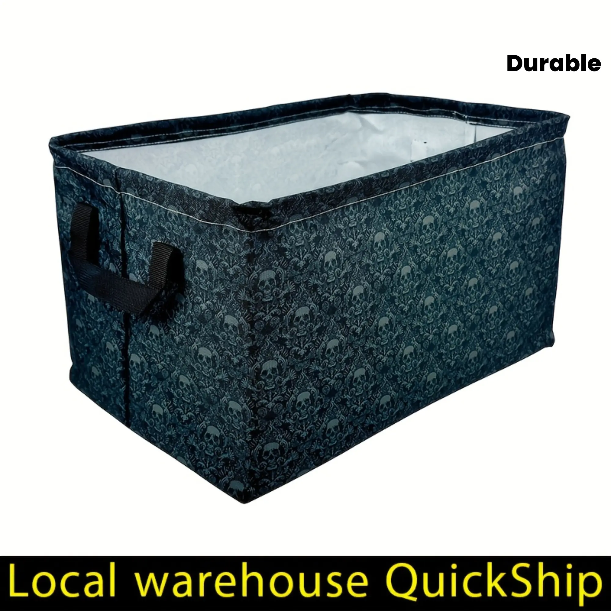 Vintage Skull Print Laundry Hamper with Sturdy Handles - Extra Large Collapsible Durable Polyester Storage Basket for Bedroom, Bathroom, Toys & Clothes Organization - Multi-Purpose Home Storage Solution, Laundry Basket, Retro Decor Item, Unique Design