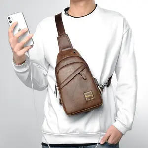 Men Genuine Leather Crossbody Chest Bag for Cycling Running Fashion Shoulder Messenger 2026 Casual Sling Pack