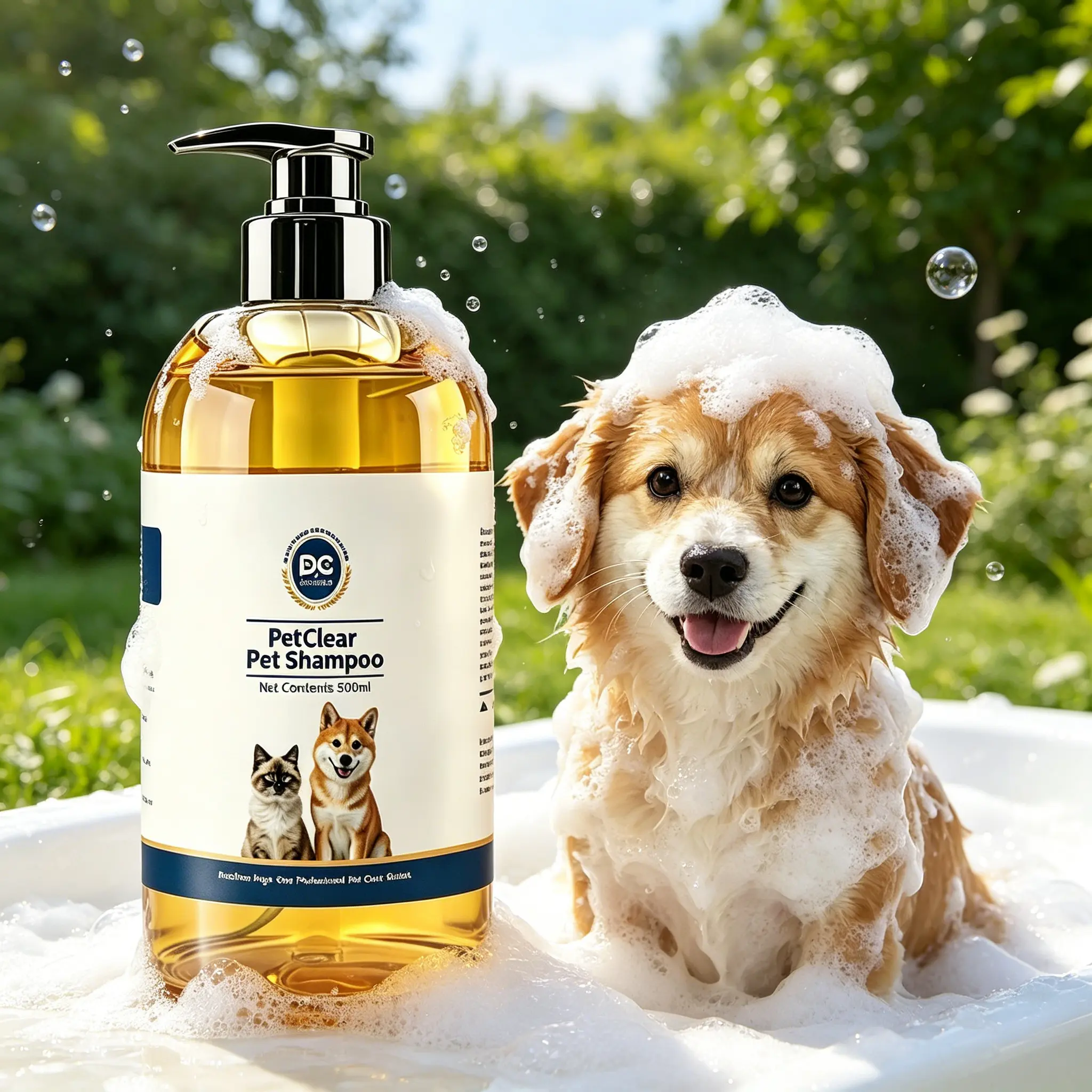 PetClear Dog Shampoo & Conditioner, 500ml Hypoallergenic Omega 3 Pet Wash for Sensitive Skin, Dry Coat, Puppies & All Breeds