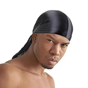 Titan Silky Durag – Ultra Stretch, Extra Long Tail for Waves & Hair Care – Unisex, Black