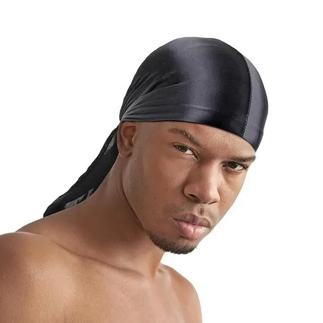 Titan Silky Durag – Ultra Stretch, Extra Long Tail for Waves & Hair Care – Unisex, Black