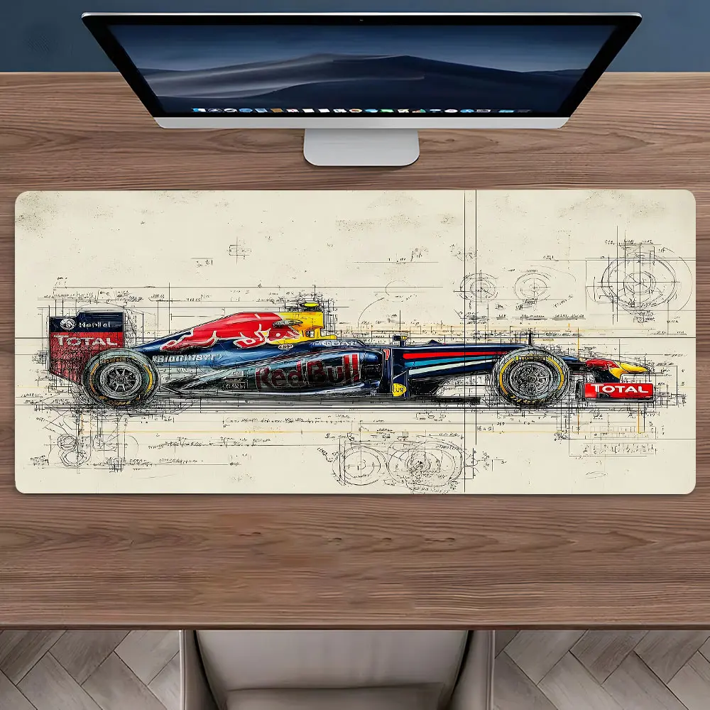 Race Car Structural Schematic Large Gaming Mouse Pad with Rubber Non-Slip Base, Racing Structure Diagram Design, Office Desk Mat, Computer Accessories, Desk Gadgets, Gift for Racing Enthusiasts, Gaming Desk Accessory