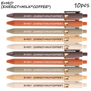 10 Pack Coffee Themed Ballpoint Pens E=MC2 Black Ink Retractable Funny Pens Coffee Lover Gifts for Women Men Aesthetic Office Supplies for School Work Desk Decor Stationery Office Supplies Ballpoint Pen Set