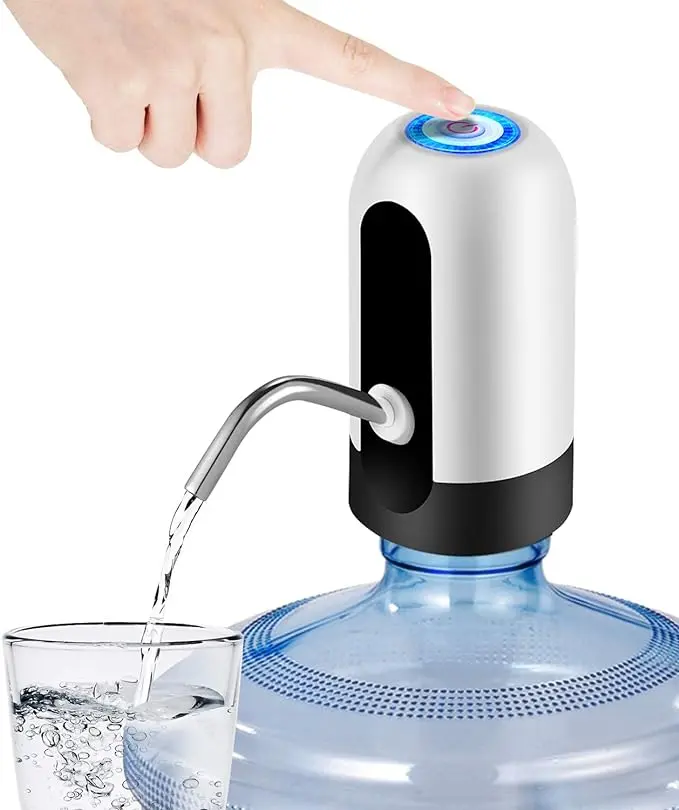 Automatic Water Dispenser Pump with Faucet, 5-Gal Bottle Compatible, USB-Rechargeable Electric 1-Touch Portable Household Kitchen Water Cooler Dispenser, Water Dispenser Faucet
