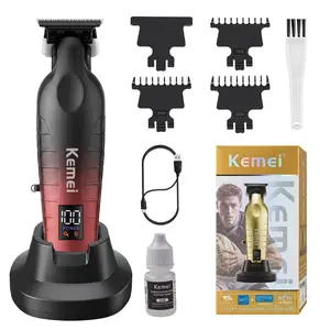 KEMEI PG2499 Hair and Beard Trimmer for Men with T Blade Cordless with Charging Base Perfect Gift for Holidays