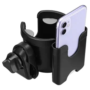 Universal cup holder adjustable outdoor cup holder with mobile phone holder suitable for wheelchairs walkers bicycles scooters can be a gift for your family