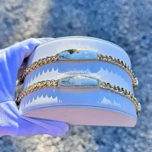 Engraving Cuban Monaco Bracelet Personalized Gold Plated