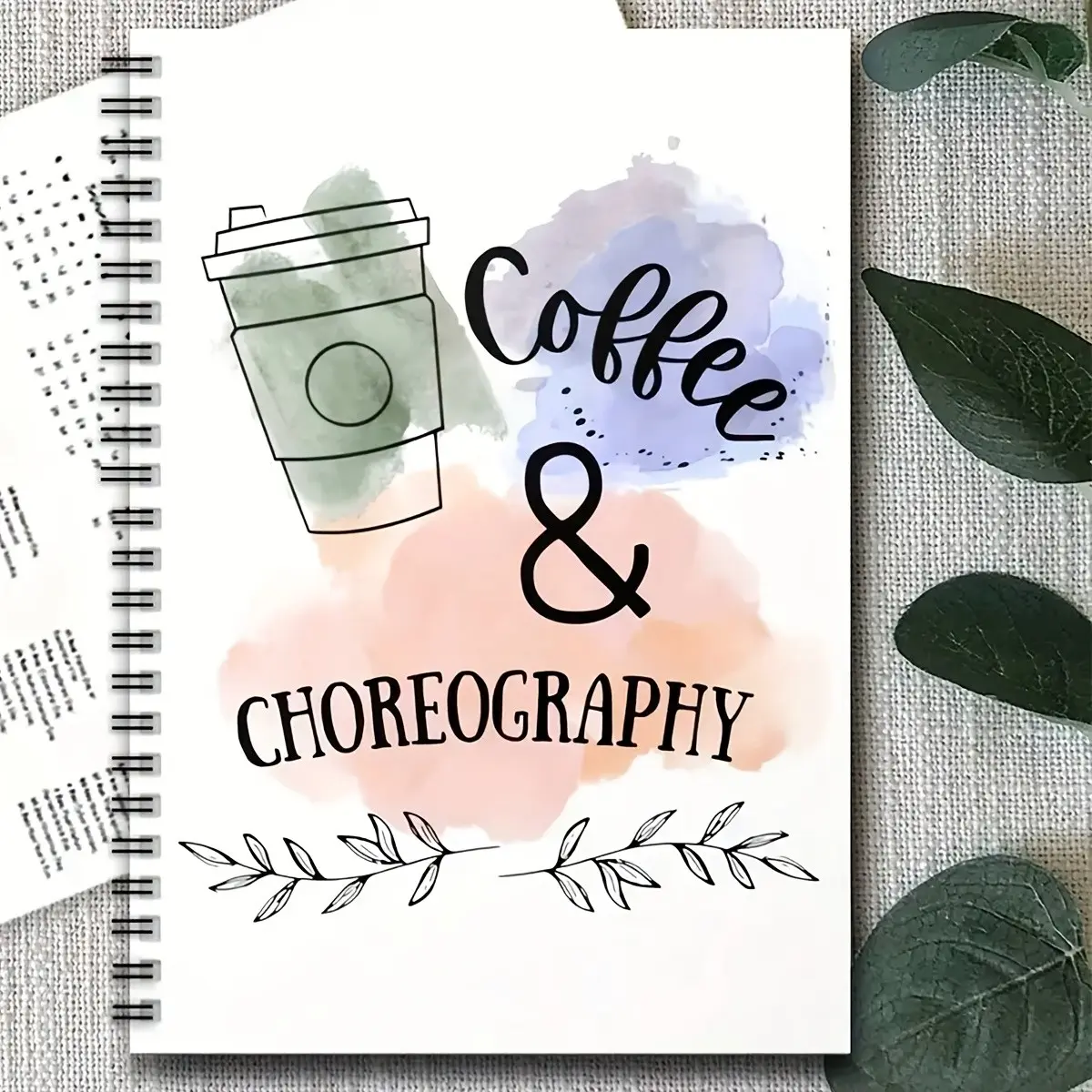 Fun Spiral Notebook, Convenient Spiral Binding, Coffee & Dance Choreography Theme, Notebook For Work, Office Learning Supplies, Gift for Dance Teachers, Dancers, Choreographers, Office Stationery Supplies, Notebook Journal