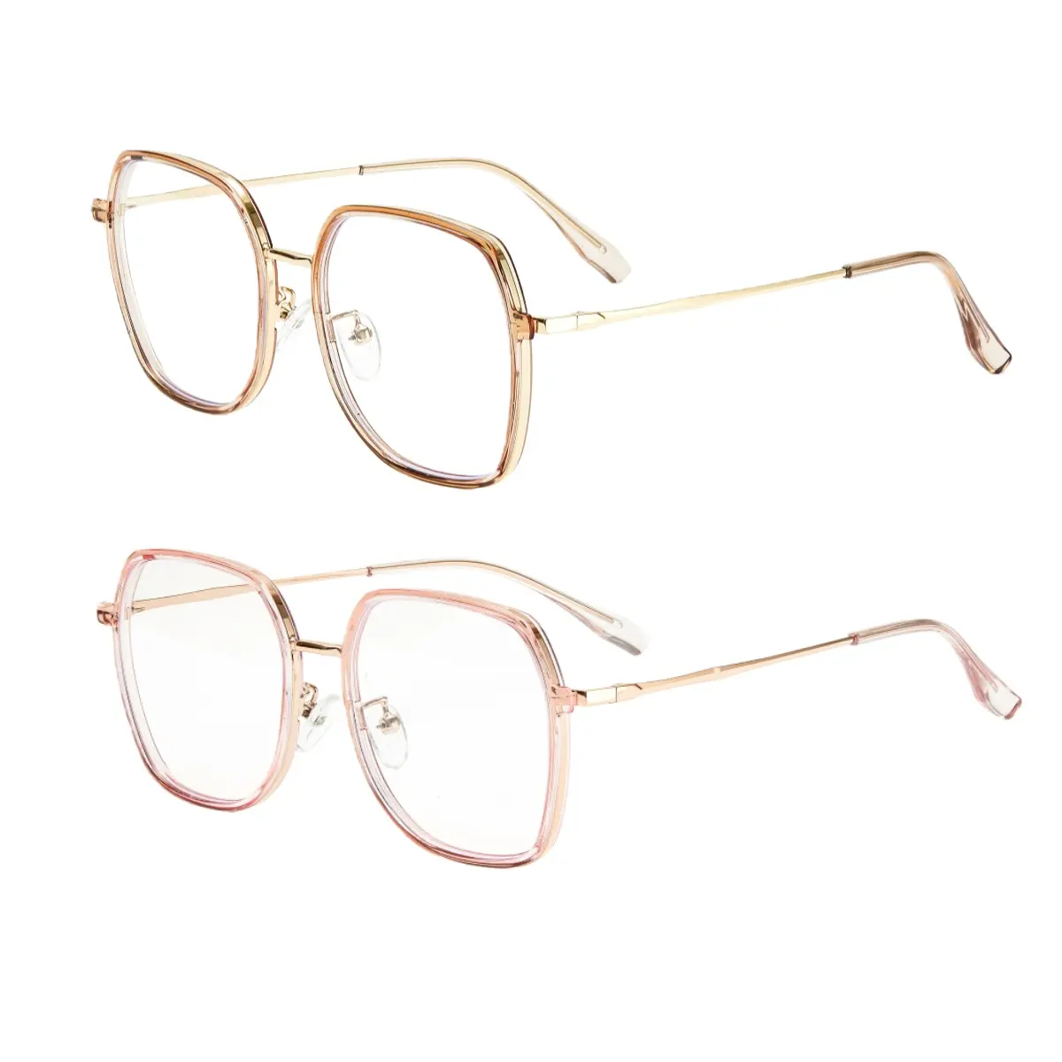 Non Prescription Blue Light Blocking Glasses, Lightweight Gold Square Frame,  Computer Gaming Office Study Eye Strain Relief，Trendy Unisex Square Blue Light Glasses, Minimalist Gold Thin Frame Non Prescription Eyewear, Fashion Aesthetic Glasses for Daily