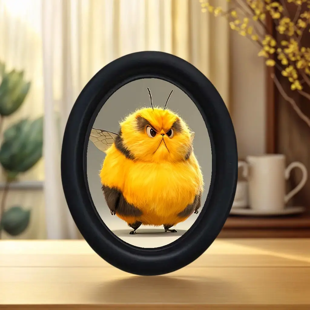 Vintage Fun Fat Bee Pattern Animal Design Oval Frame Wall Decor, Perfect for Christmas Thanksgiving Home Office Decoration, Room Decoration, Funny Wall Art