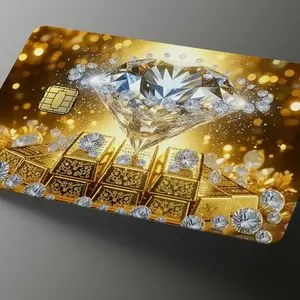 Shine Bright Credit Card Skin - Durable Multi-Faceted Diamond Design with Gold Bars & Small Gems - Water & UV Resistant - Universal Fit - Made in USA