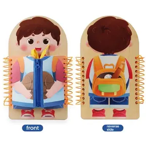 Montessori Multi-Layer Busy Board Backpack for Kids, Toddler Busy Board, Early Education Button Zipper Fine Motor Skills Toy Game, Parent-Child Interaction