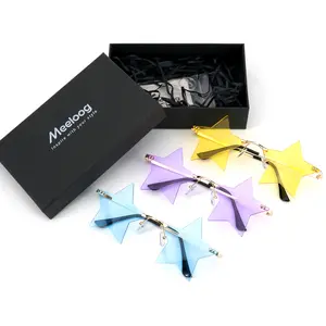 Women's Novelty Star 3-Piece Multi-Color Sunglasses, Party Special, Metal Material, Perfect for Halloween Parties, Essential for Party Atmosphere SM063