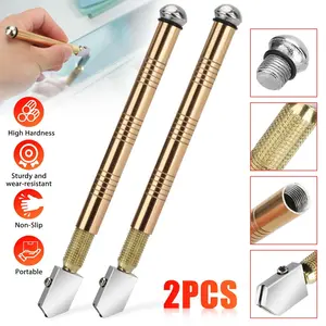 2Pcs Professional Glass Cutter, Metal Carbide Tip, Anti-Skid Grip, Compact Mini Design for Glass Cutting