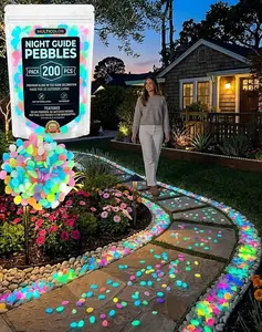1000Pcs Glow in the Dark Pebbles for Garden Walkway, Solar Powered Luminous Rocks for Yard Landscaping, Waterproof Glowing Stones for Outdoor Pathway Flowerbed Aquarium