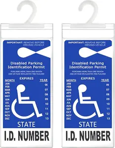 2-Pack Ultra Transparent Disabled Parking Permit Protector Sleeve, 10.6x5 in Handicap Placard Holder with Attached Hook for Car Tax Disc Tag Protection