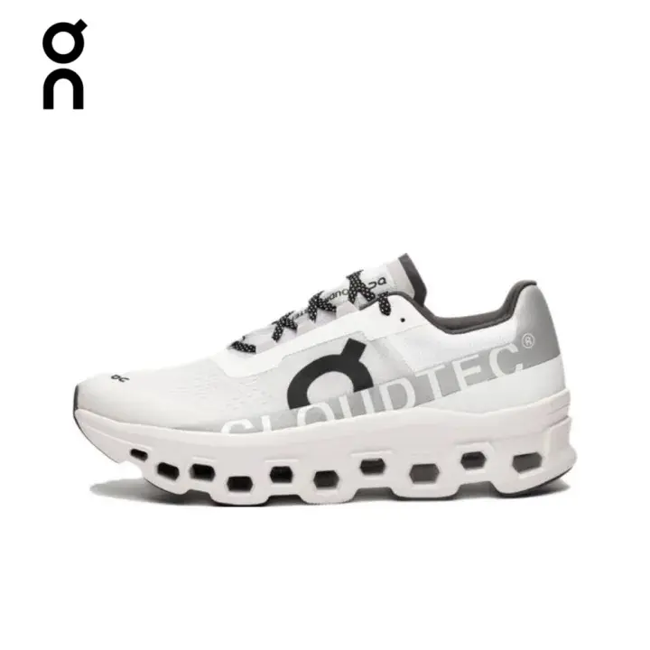 On Cloudmonster CloudTec Print White Sneakers Unisex Knit Chunky Thick Sole Running Shoes