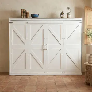 ARCH Queen Size Murphy Wall Bed with USB Port - White Indoor Furniture for Apartments, Studio Apartment Furniture