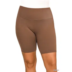 Brown Microfiber Biker Shorts