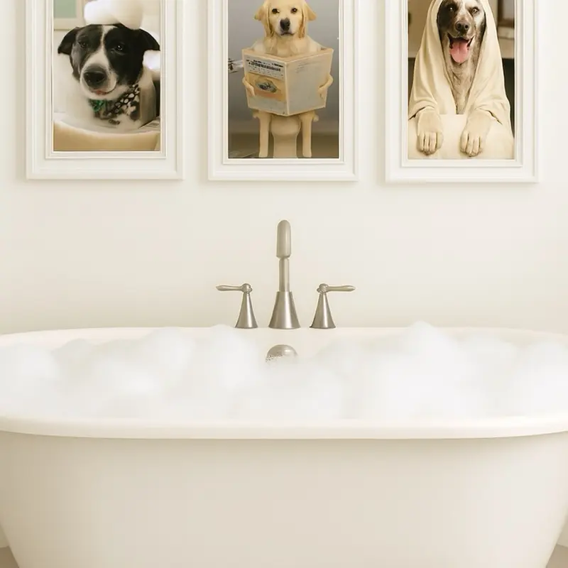 Personalized Framed Dog Bathroom Decor Featuring Your Adorable Pet Images in Unique Frames for Home Decor