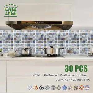 30pcs 3D Wallpaper Stickers, PET Wall Decors, Peel and Stick, Drawer Sticker, Wardrobe Sticker, Kitchen Stickers, Window Sticker