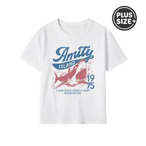 Plus Size Men's Jaws Amity Island 1975 Unisex Tee, Movie Inspired Gift, Cotton T-Shirt for Film Buffs, Retro Summer Shirt, Vintage Beach Tee