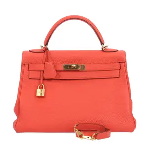 Pre-owned HERMÈS Calfskin Shoulder Bags Hermes Kelly 32 Orange 70051495 hz