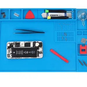 STREBITO Soldering Mat Electronics Repair Mat, Silicone Work Mat Heat Resistant 932°F, Magnetic Mat for Screws and Tools, Solder Mat Silicone Pad for Watch, Phone, Eyeglass, Knife, Size 13.8 "x 9.9"