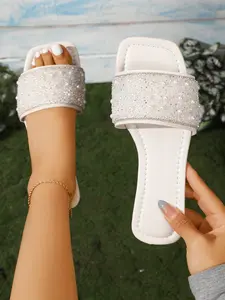 Women's Fashion Flat Sandals, Breathable Soft PU Leather Shoes, Casual Square Toe Design, Summer Comfort Footwear