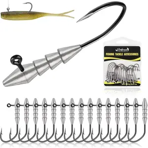 Hover Rig Jighead Swimbait Jig Heads for Bass Fishing 15PCS 1/0 3/0 5/0 1/16OZ 1/8OZ 1/4OZ Unique Weight Design 90-Degree Swim bait Jig Head Black Nickel Finish