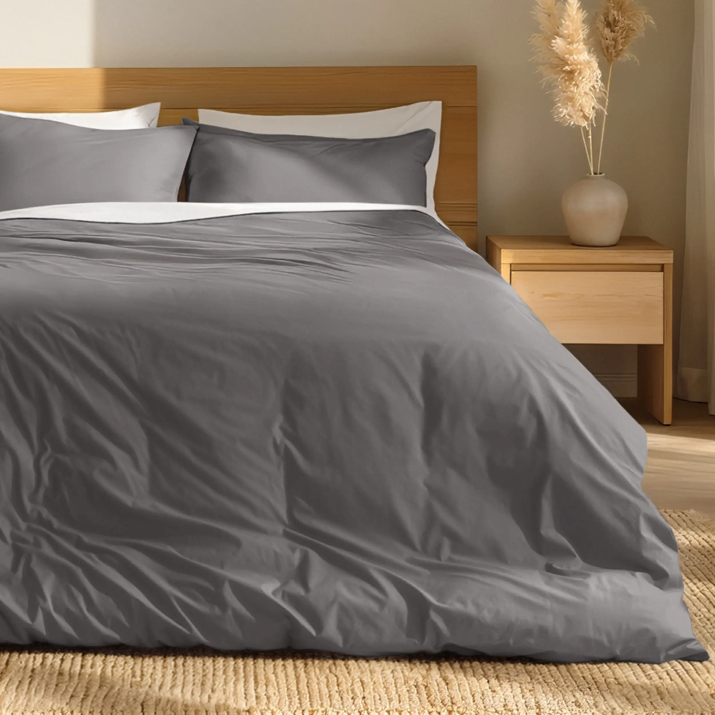 Bare Home Organic Cotton Percale Duvet Cover Bedding Set - Available in California King, Queen, and Full Sizes, Bedding Sets