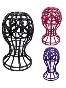 New Arrival! 3 Color Lantern Shaped Plastic Wig Stand for Human Hair & Synthetic Wigs Foldable Hat Cap Holder Mannequin Head Stand Multi  Purpose Wig Head Stand Essential Wig Accessories