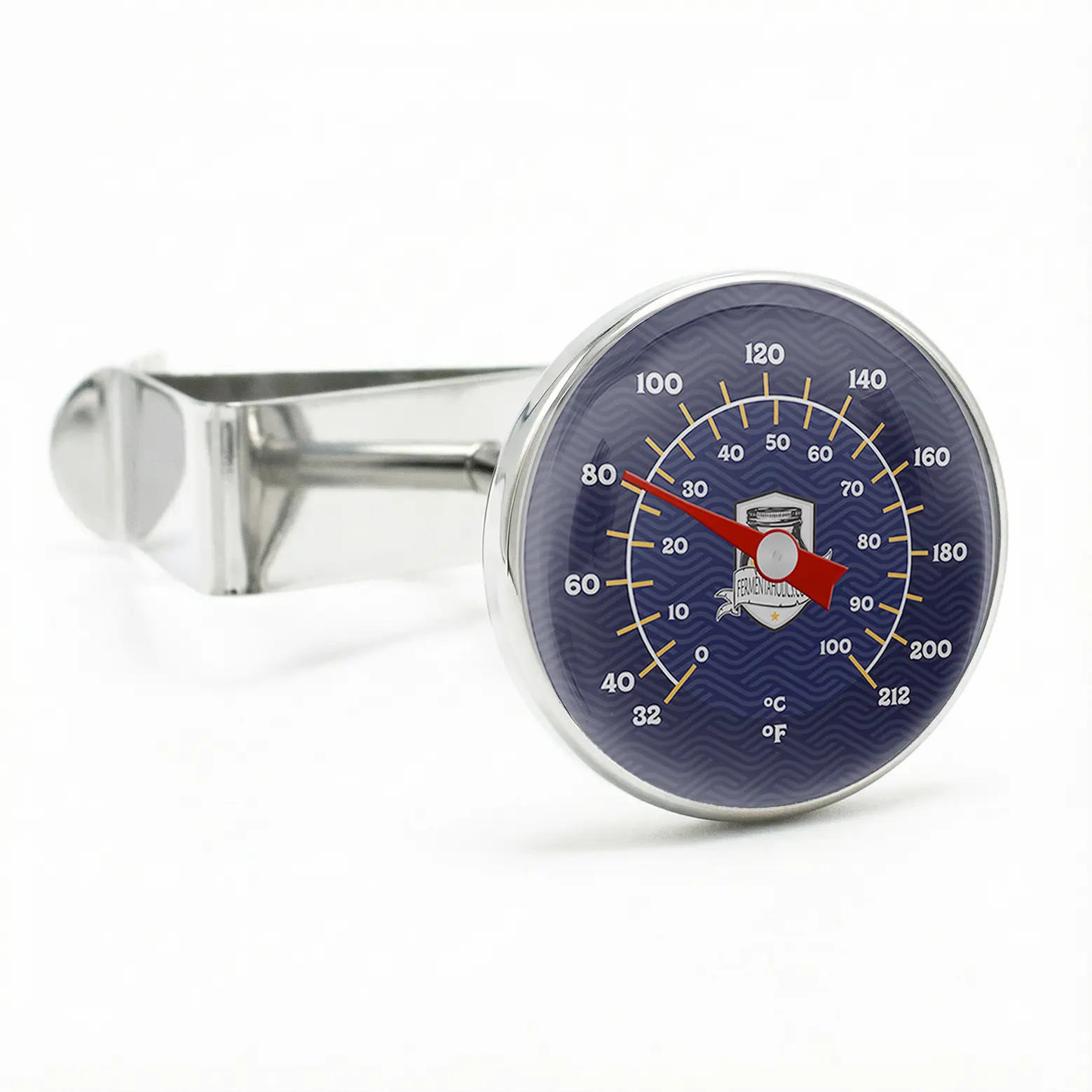 Fermentaholics Stainless Steel 1.5 Inch Dial Thermometer w/Locking Adjustable Clip – General Kitchen Use: Cooking, Baking, Brewing, Cheesemaking, Coffee, & More – Clip Locks into Place