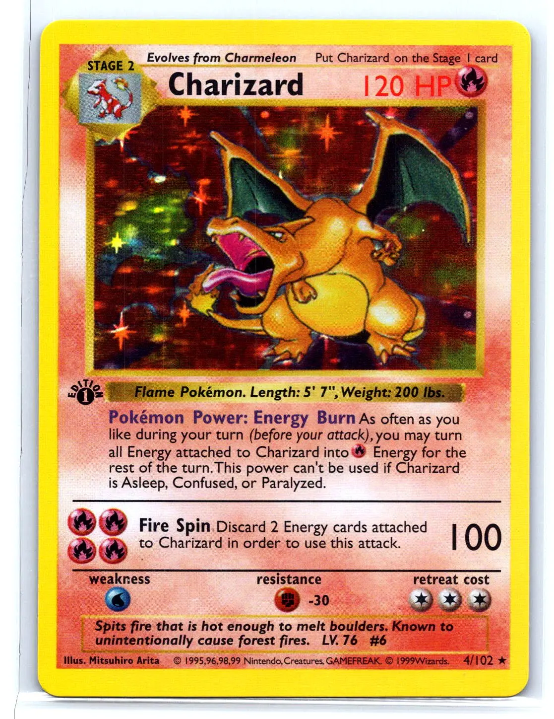 Pokemon FanArt Charzard 1st Edition Shadowless Custom Card