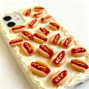 10Pcs Mini Hot Dog Resin Charms, 3D Food Slime Beads for DIY Phone Case, Miniature Model, Crocs, Scrapbooking & Jewelry Makingbedroom decor home essentialsHome Essentialsbedroom decor
