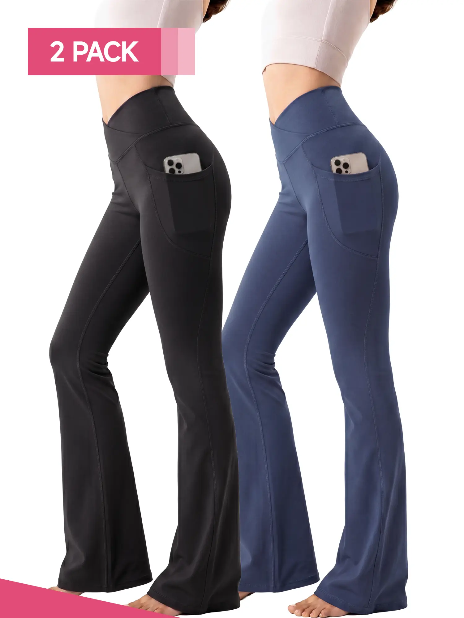 SHOWITTY Outlets Women’s High-Waisted Flare Leggings – Crossover Bootcut Yoga Pants with Pockets for Workout & Lounge #SummerWins#DealsForYouDays