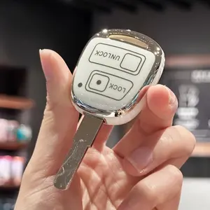 Key FOB Cover with Car Keychain For Toyota Land Crusier FJ Cruiser For Lexus ES GS LS IS RX SC LX RX400h ES330 RX330 GS300 GS430 for 2 Buttons Key Automotive Vehicle