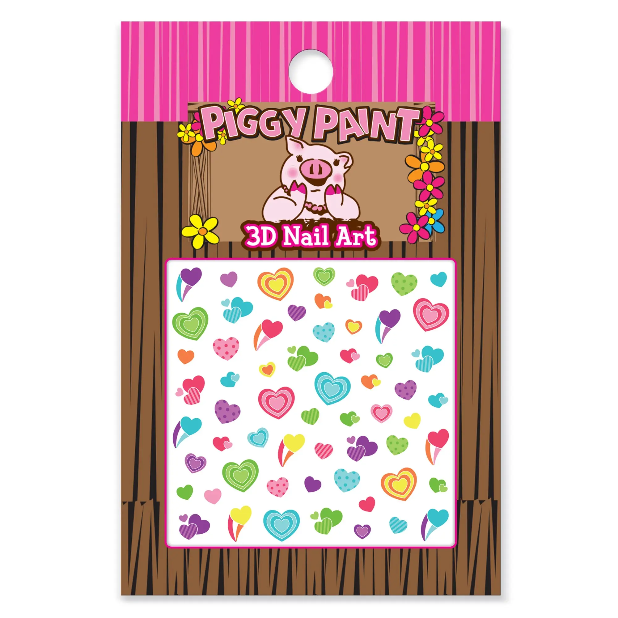 Piggy Paint 3D Heart Nail Art Stickers for Fun Manicures for Kids