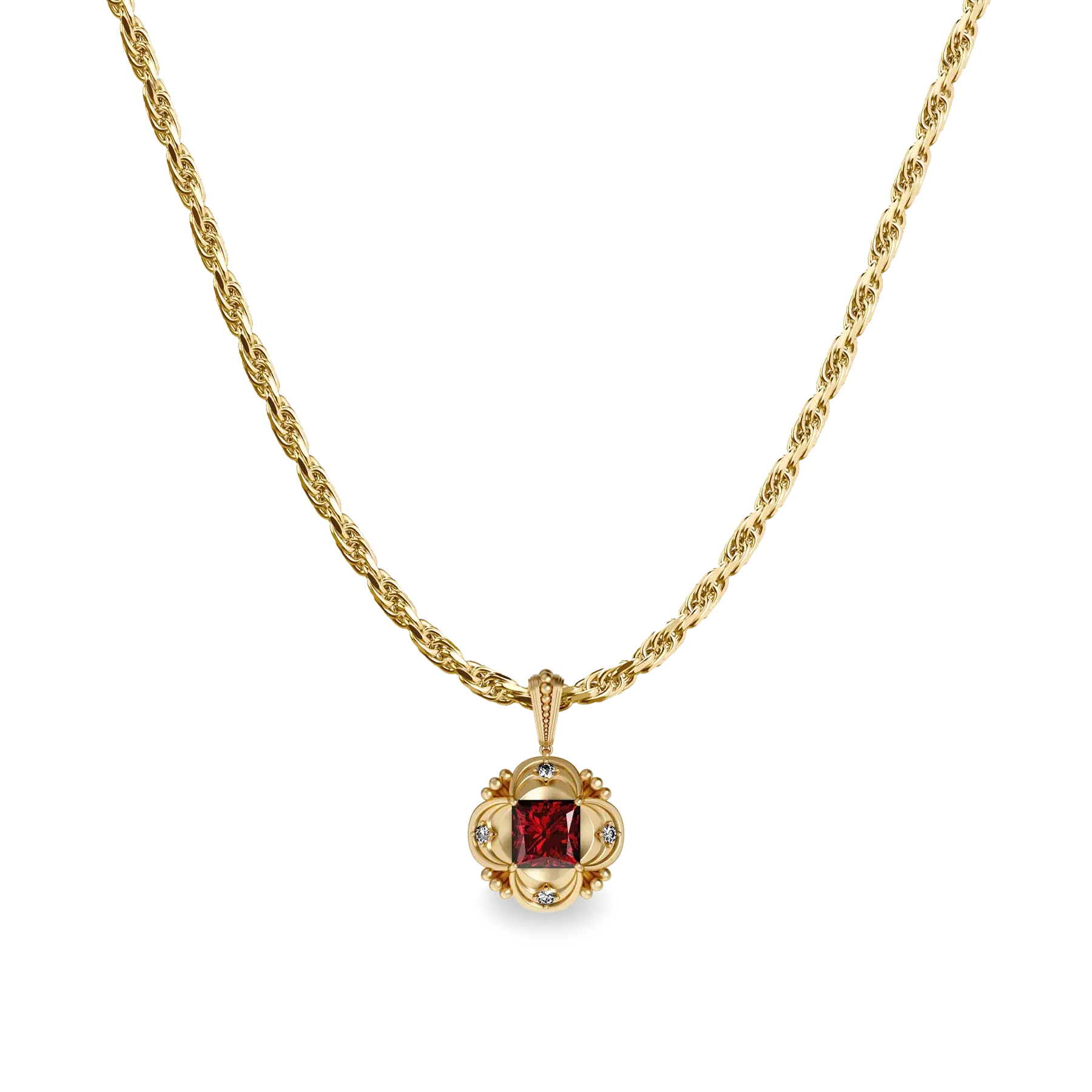 Pascal Gloriana Regalia Elegant Diamond Pendant Necklace, Vintage-Inspired Vermeil Sterling Silver Jewelry for Women & Men, Diamonds Necklace, Elegant Necklace