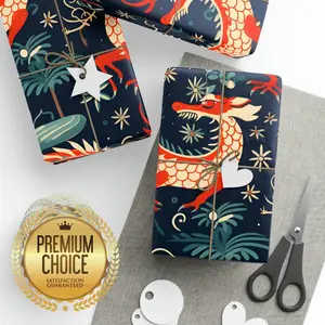 Dragon Wrapping Paper Rolls, Chinese New Year Gift Wrap, Fire Dragon Gift Wrap, Kid's Christmas Wrapping Paper, Dragon Scrapbook Paper
