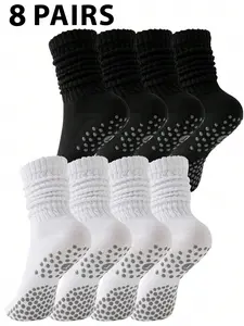 Men's Anti-Slip Sports Socks, 8 Pairs, &, Multi-Functional, Casual Simple Design, All Seasons, Outdoor Activities